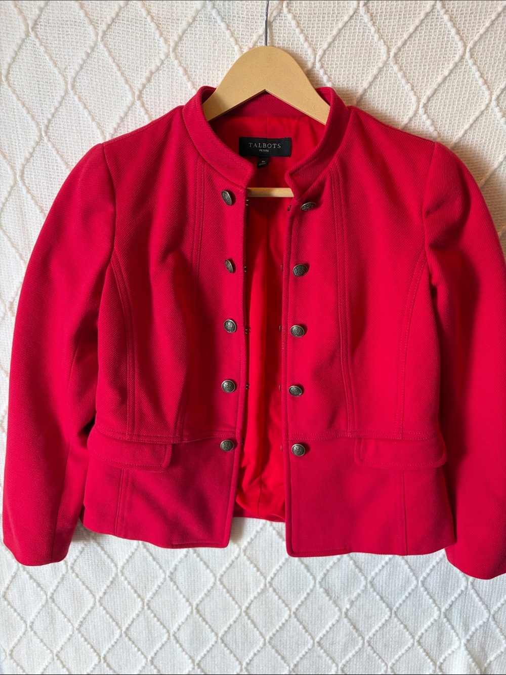 Talbots Bright Red Structured Military-Style Blazer